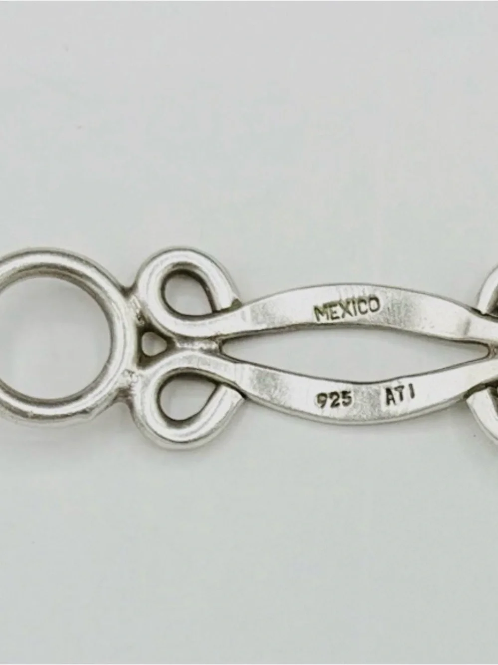 Vintage Mexico ATI Sterling Silver 925 Scroll Link Toggle Bracelet 7.5” 29.24 GR